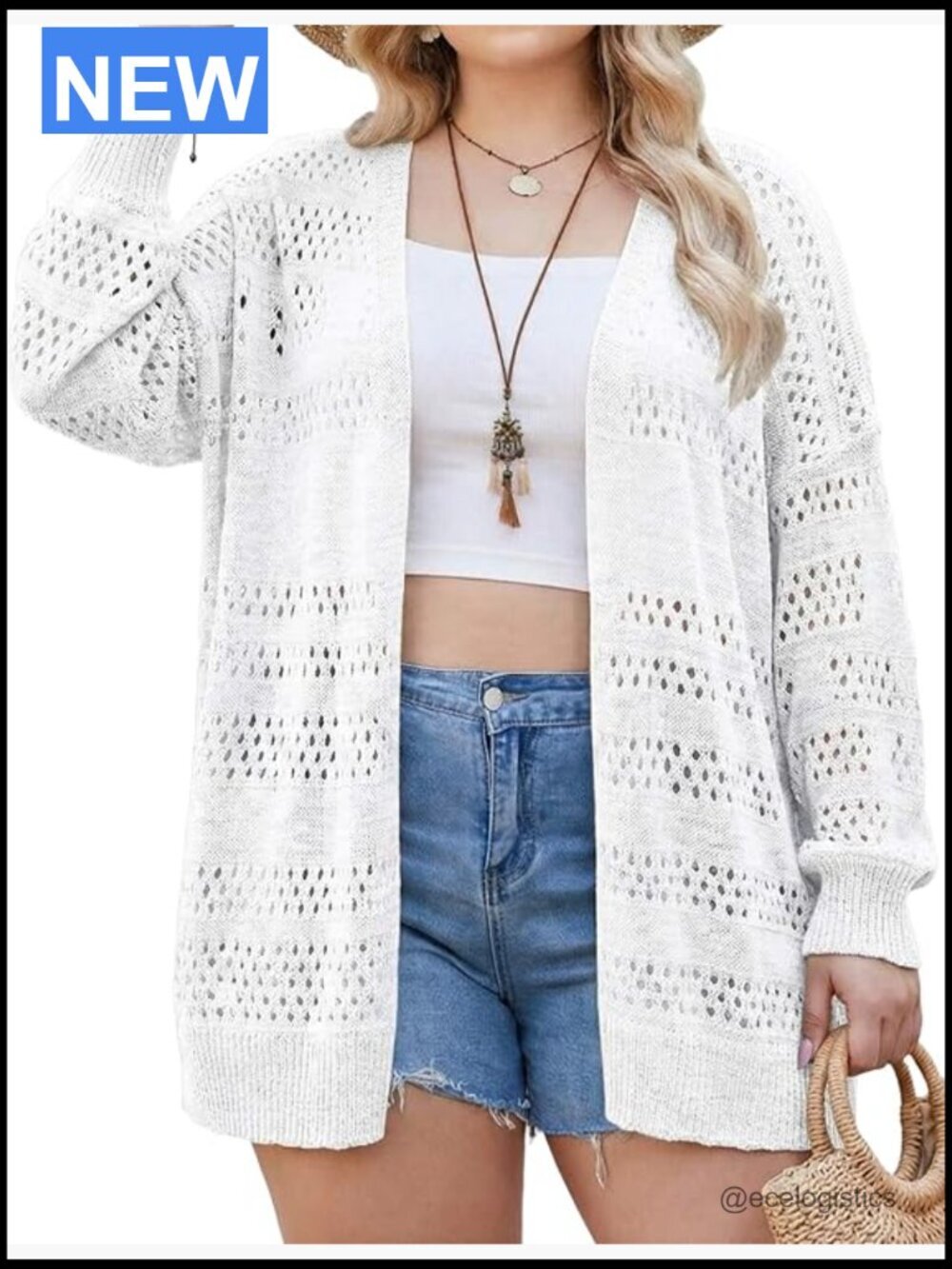 Plus Size Crochet Cardigan Lightweight Open Front Oversized Boho Sweater Kimono